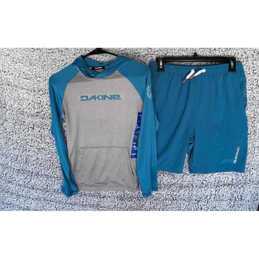 Dakine Boys Surf Set Rash Guard & Board Shorts Blue L 14/16 NWT